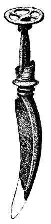 Fig 115Knife of bronze ⅙ real size In stone coffin in a mound Island of - фото 116