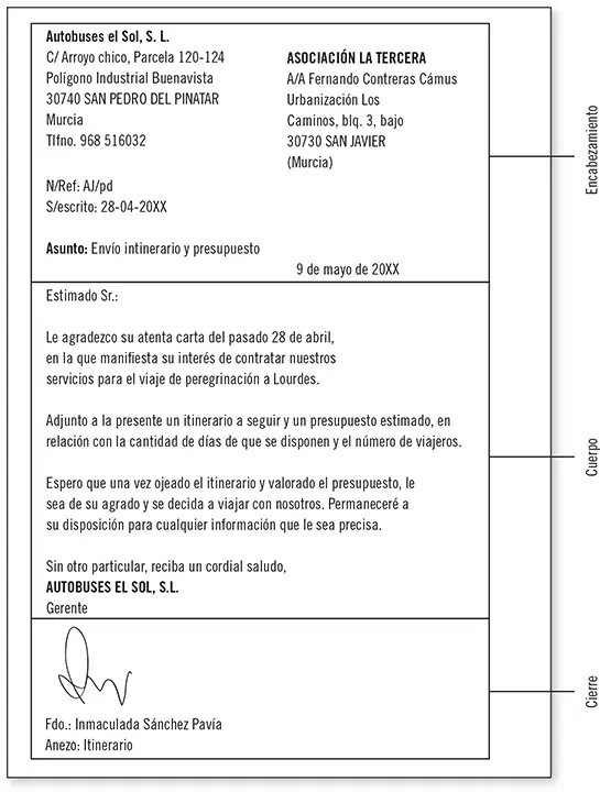 Ejemplo de las partes de una carta comercial Actividades 3 Definir carta - фото 4