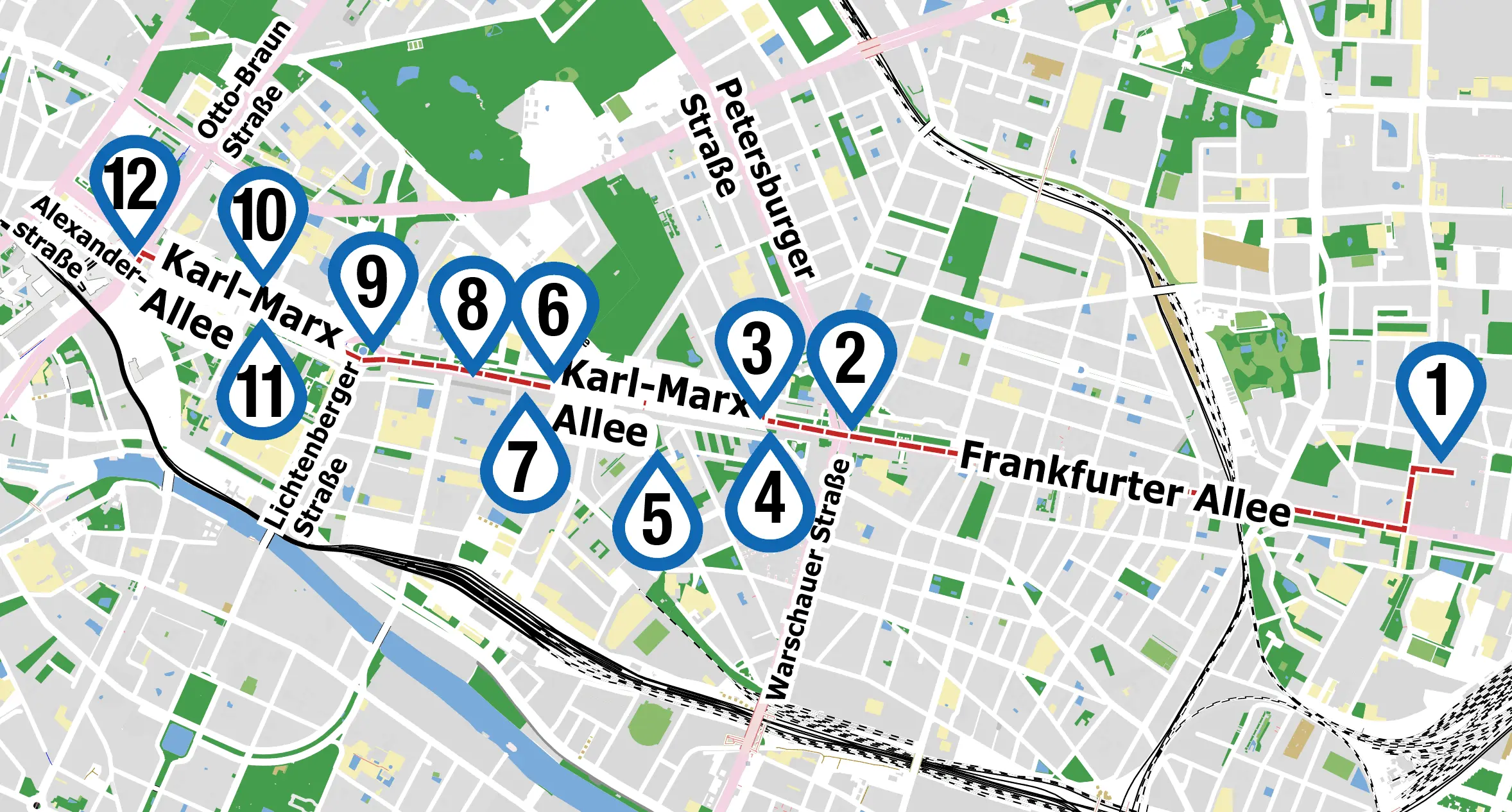 1 Museo della Stasi 2 Frankfurter Tor 3 Cinema Kosmos 4 Case di - фото 27