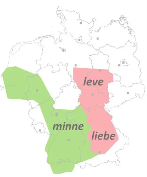 Abb 3 Verbreitung der Wörter minne liebe leve in den Handschriften des - фото 3