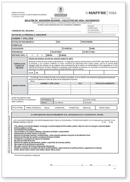 Ejemplo de boletín de adhesión para seguro colectivo de vidaaccidentes 1 - фото 37