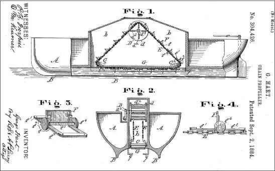 Патент Джорджа Харта от 1884 г на цепной движитель для судна США - фото 8