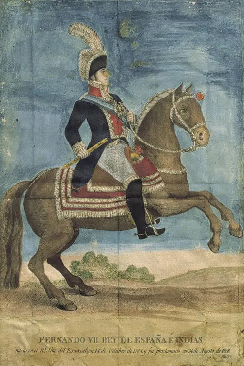 Fernando VII Grabado coloreado a mano Siglo XIX Juan Perea Hace unos - фото 6