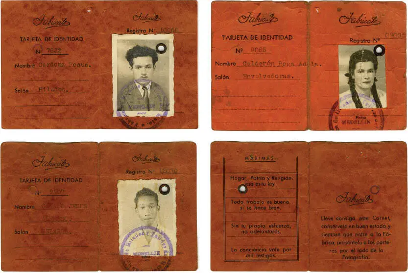 Tarjetas de identidad Archivo Fabricato Entre las prendas confeccionadas por - фото 42
