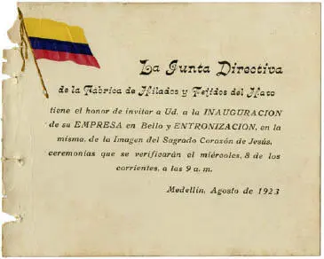 Tarjeta de invitación a la apertura de la Fábrica de Hilados y Tejidos del - фото 26