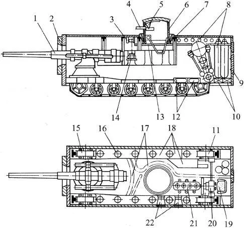 Танк Менделеева продольный разрез и план 1 120мм пушка Канэ 2 - фото 3