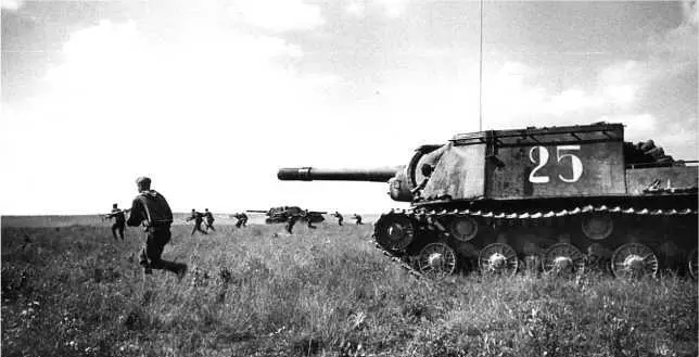 Тяжелые САУ ИСУ152 поддерживают атакующую пехоту Прибалтика 1944 год - фото 87