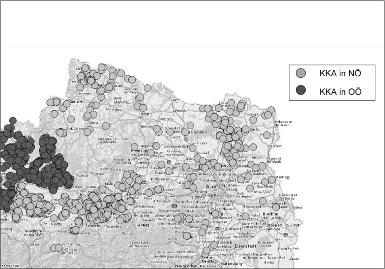 Abbildung 6 Karte mit Kläranlagen 500 EW 60in NÖ welche in Einzugsgebieten - фото 39