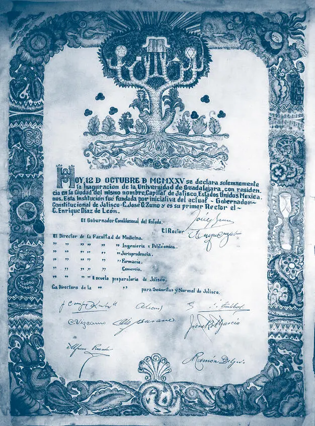 Acta constitutiva de la Universidad de Guadalajara en 1925 firmada por el - фото 2