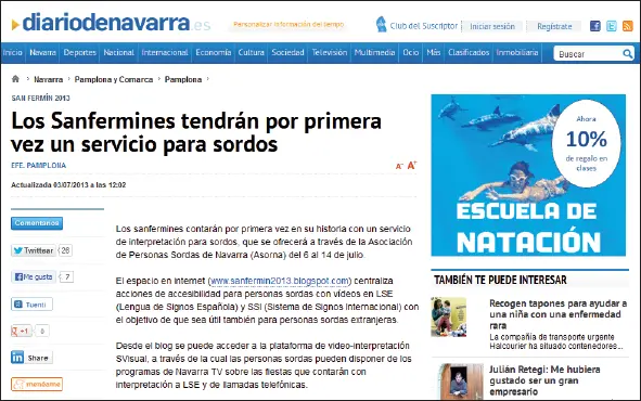 Noticia del Diario de Navarra por la que se comunica a la persona sorda que - фото 13