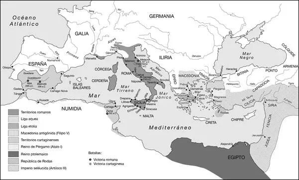 El Mediterráneo en época de la Guerra de Aníbal Plano de Roma en la República - фото 3