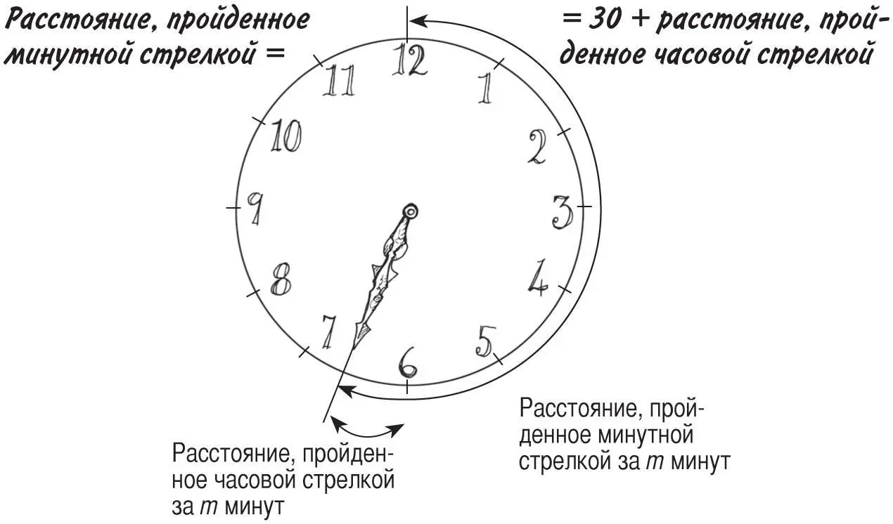 Нам нужно выяснить как далеко продвинется часовая стрелка за m минут Минутная - фото 175
