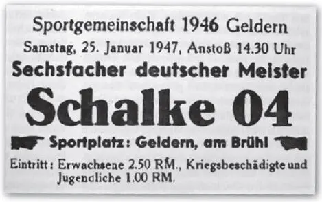 Spielanzeige in der Gelderner Post vom 18 Januar 1947 Foto vom Schalker - фото 1