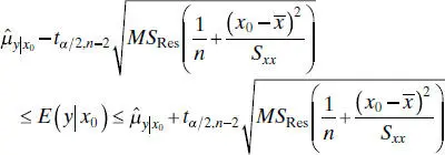 Note that the width of the CI for E y x 0 is a function of x 0 The - фото 202