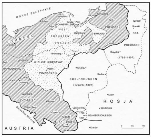 Mapa 2 Zabór pruski 17731918 Przez większą część XIX wieku element - фото 2