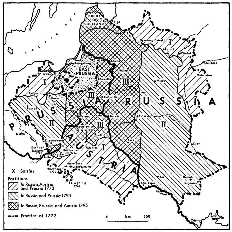 Mapa 22 Rozbiory Polski 1772 1795 Żartownisie epoki oświecenia ostrzyli - фото 41