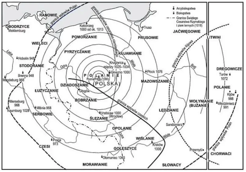 Mapa 4 Państwo pierwszych Piastów wiek X i XI Historia polskiej prowincji - фото 10