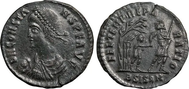 Figura 15Moneda de tipo cabaña acuñada bajo el emperador Constante en - фото 19
