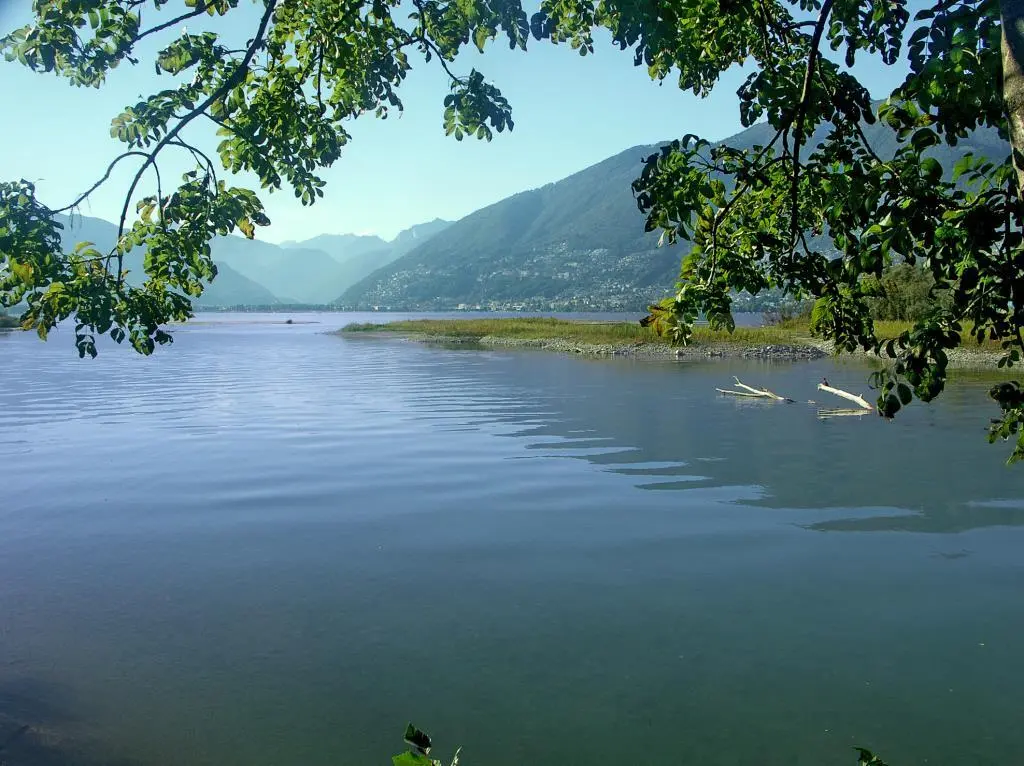 Blick von der Bolle di Magadino auf den See Viel Platz bleibt den Dörfern am - фото 30