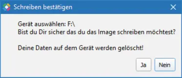 Bestätigung vor dem Schreiben der Speicherkarte 5 Installation auf dem - фото 9