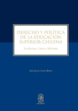 José Julio León Reyes Derecho y política de la educación superior chilena обложка книги