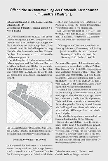 Abb 2Bekanntmachung der Gemeinde Zaisenhausen vom 20 02 2017 13 Als - фото 3