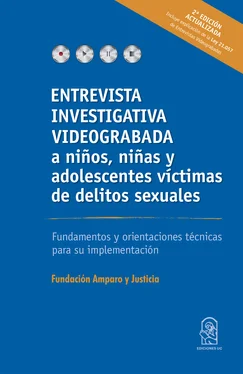 Fundación Amparo y Justicia Entrevista investigativa videograbada a niños, niñas y adolescentes víctimas de delitos sexuales обложка книги