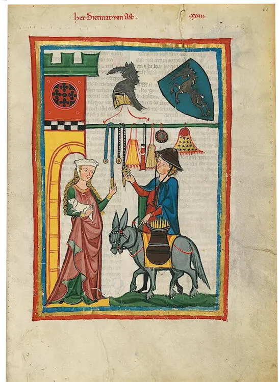 Codex Manesse6 stellt den Dichter im Reisemantel und mit Reisehut als fahrenden - фото 1