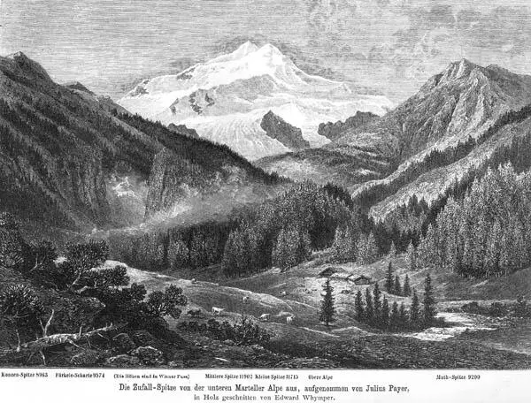 Der Monte Cevedale vom MartellTal aus Holzschnitt von Edward Whymper nach - фото 24