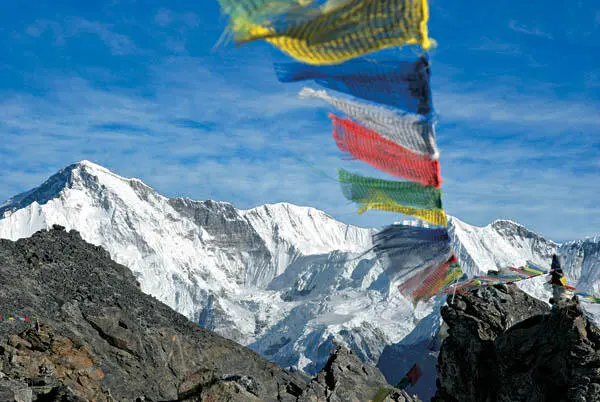 Die 3000 Meter hohe Südwand des Cho Oyu vom Gokyo Peak gesehen Sobald es hell - фото 33