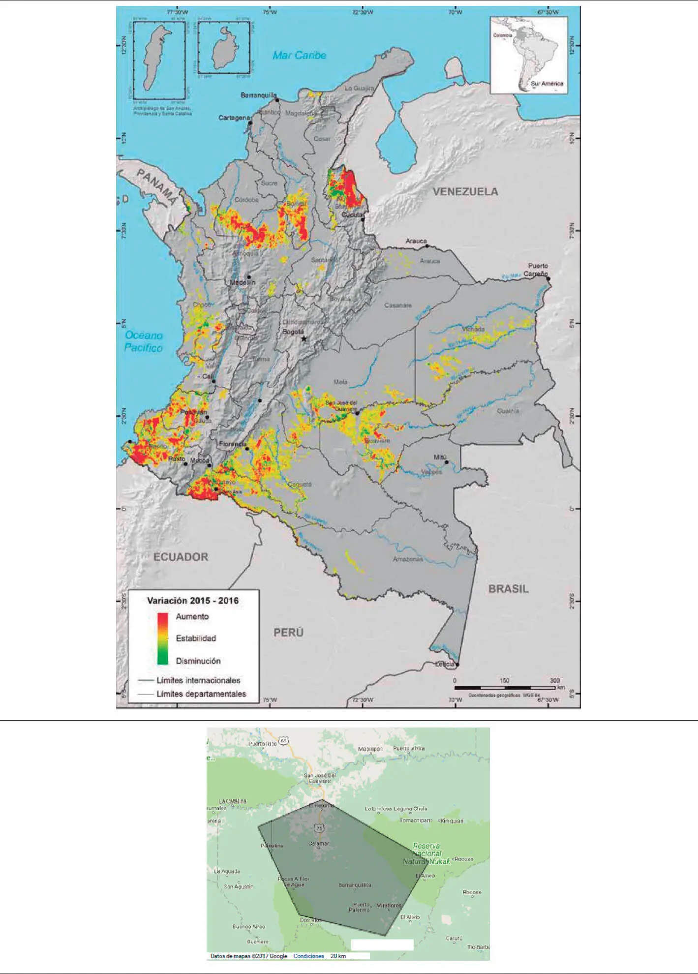 Figura 5 Mapa de distribución regional según variación del cultivo de coca de - фото 8