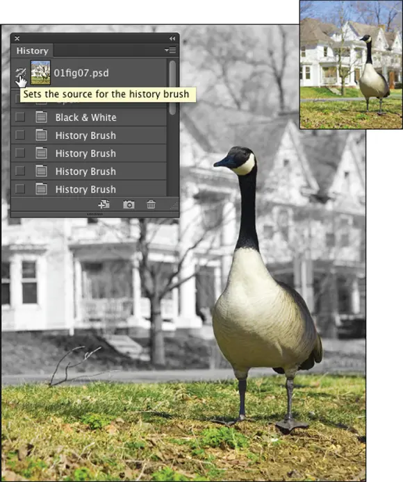 FIGURE 15Painting to undo with the History Brush with the original in the - фото 17