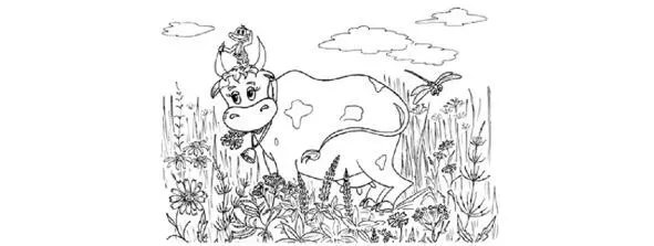 The little frog was not afraid of the big horns because he understood the cow - фото 3