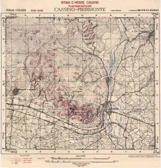 Битва при Монтекассино 1944 г Карта штаба 2го польского корпуса и фото - фото 7