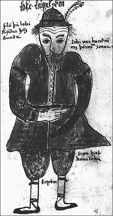 Изображение Локи в древнеисландском манускрипте Edda Oblongata 1680 г В - фото 1