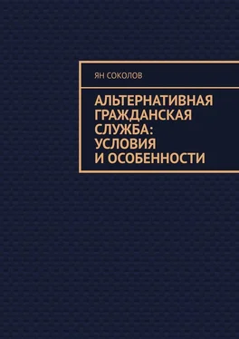 Ян Соколов Альтернативная гражданская служба: условия и особенности обложка книги