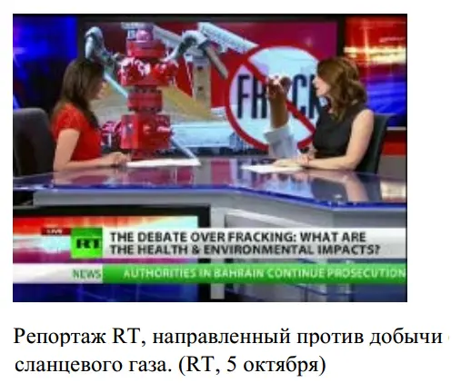 RT в своих программах выступает против добычи сланцевого газа подчеркивая - фото 3