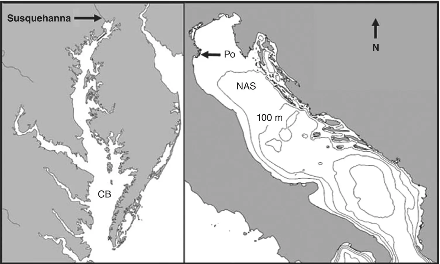 Figure 11 Left The mainstem Chesapeake Bay CB which runs 320 km from the - фото 3