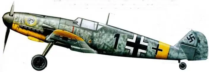 Messerschmitt Bf 109F2 Черная 1 из 1VJG 51 Камуфляж стандартный 747576 - фото 224