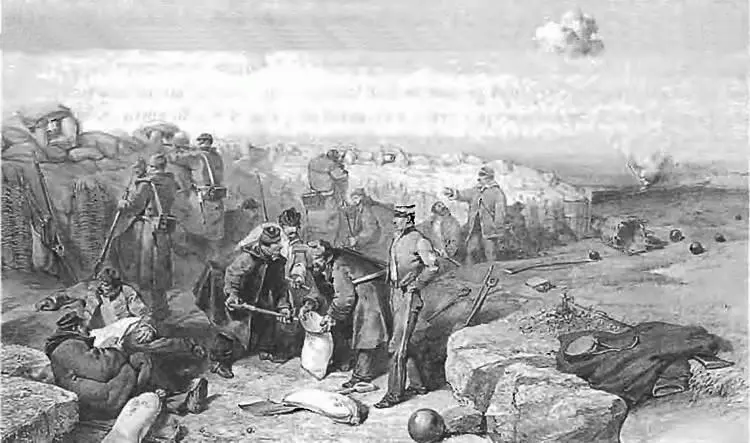 Английские осадные работы под Севастополем Рисунок В Симпсона 1855 г И - фото 30