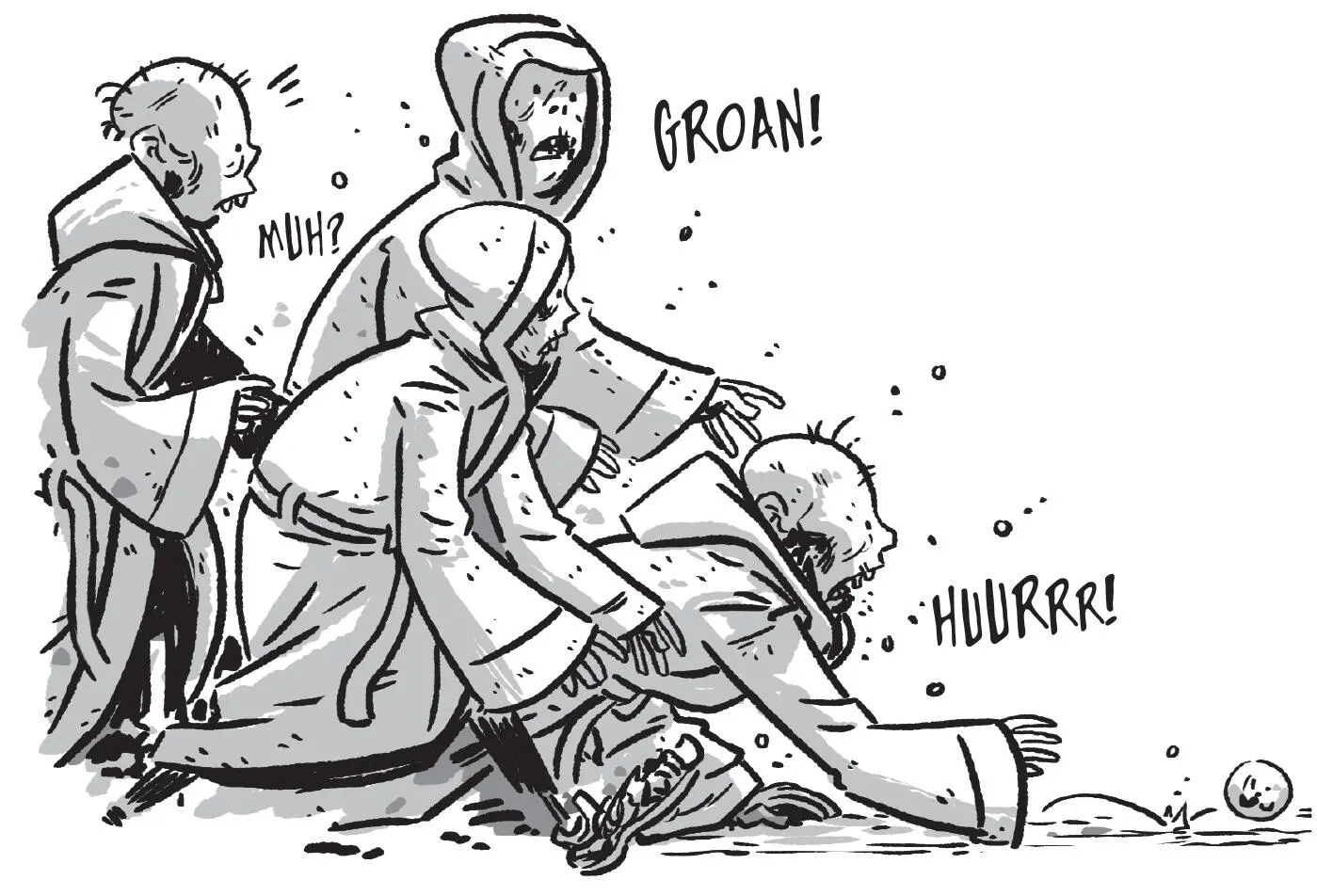 The guards stagger after the ball hunched over bony fingers grabbing and - фото 20