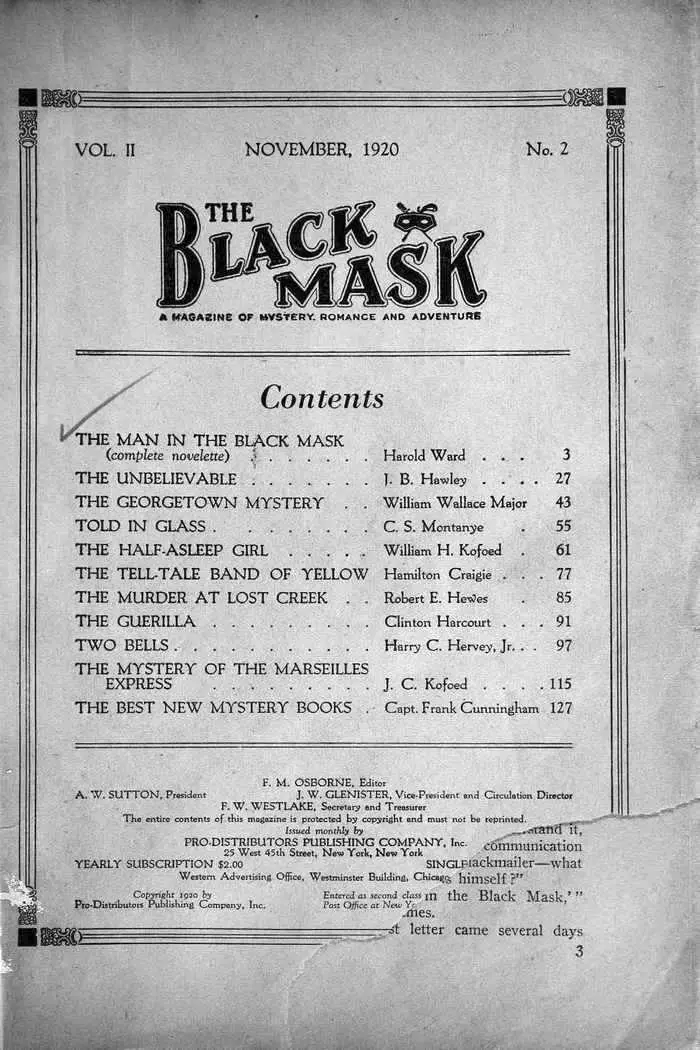 The Man in the Black Mask A Complete Mystery Novelette by Harold Ward - фото 1