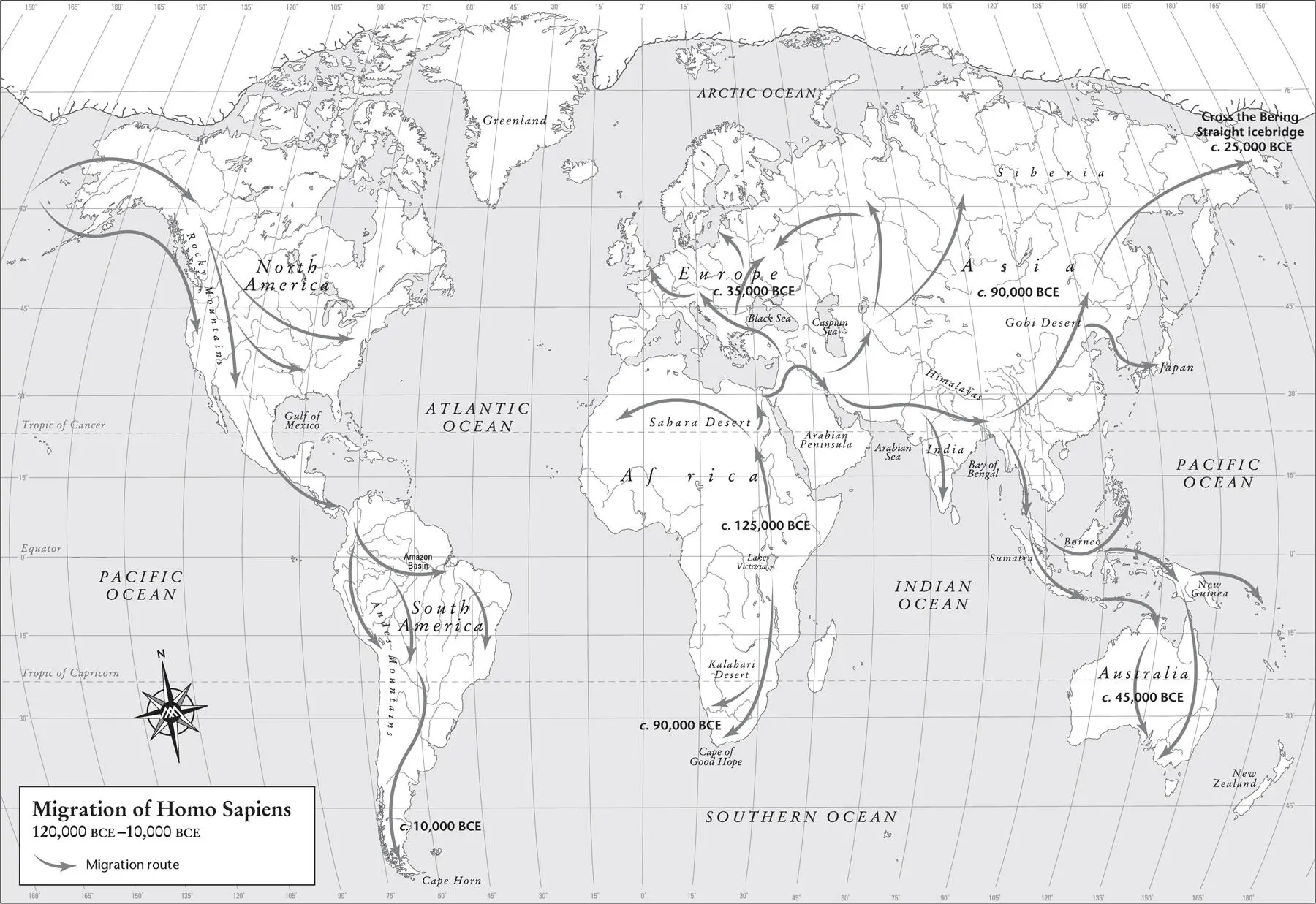 Map 2 Homo sapiens modern humans began leaving Africa 125000 years ago - фото 3