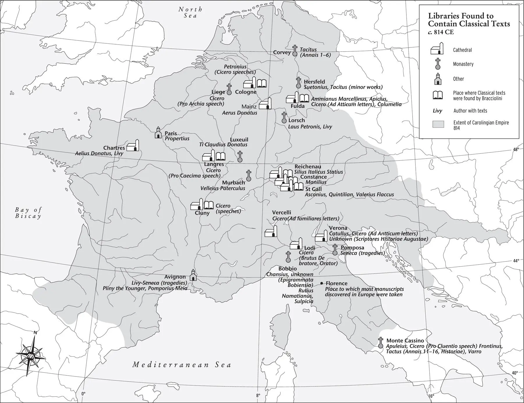 Map 15 Some classical texts survived within the Carolingian Empire and many - фото 16