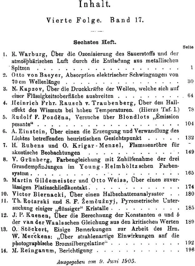 Титул сборного тома выпусков журнала Анналы физики за 1905 г и содержание - фото 16