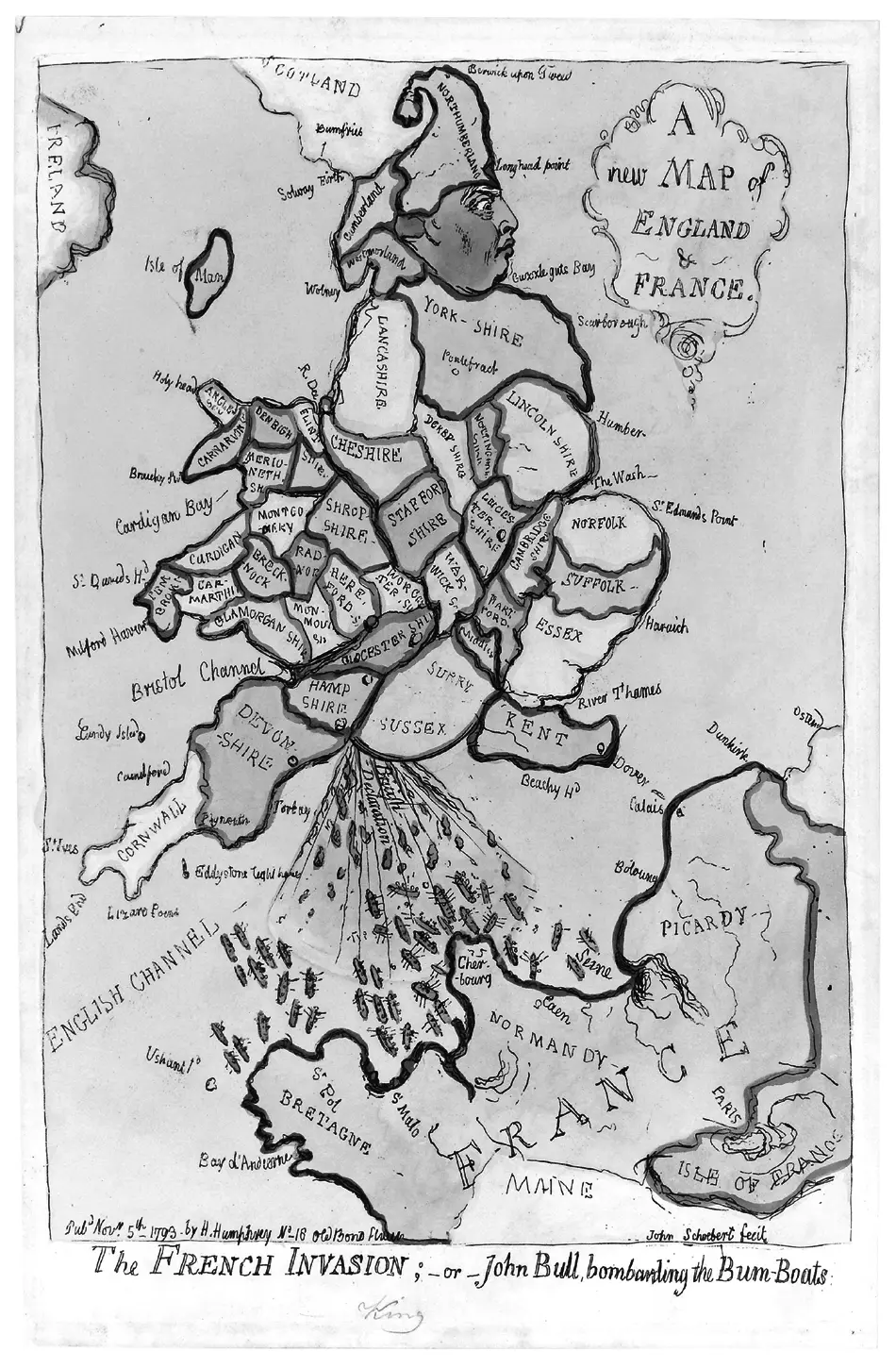 James Gillrays map of England as King George III crapping bum boats into - фото 16