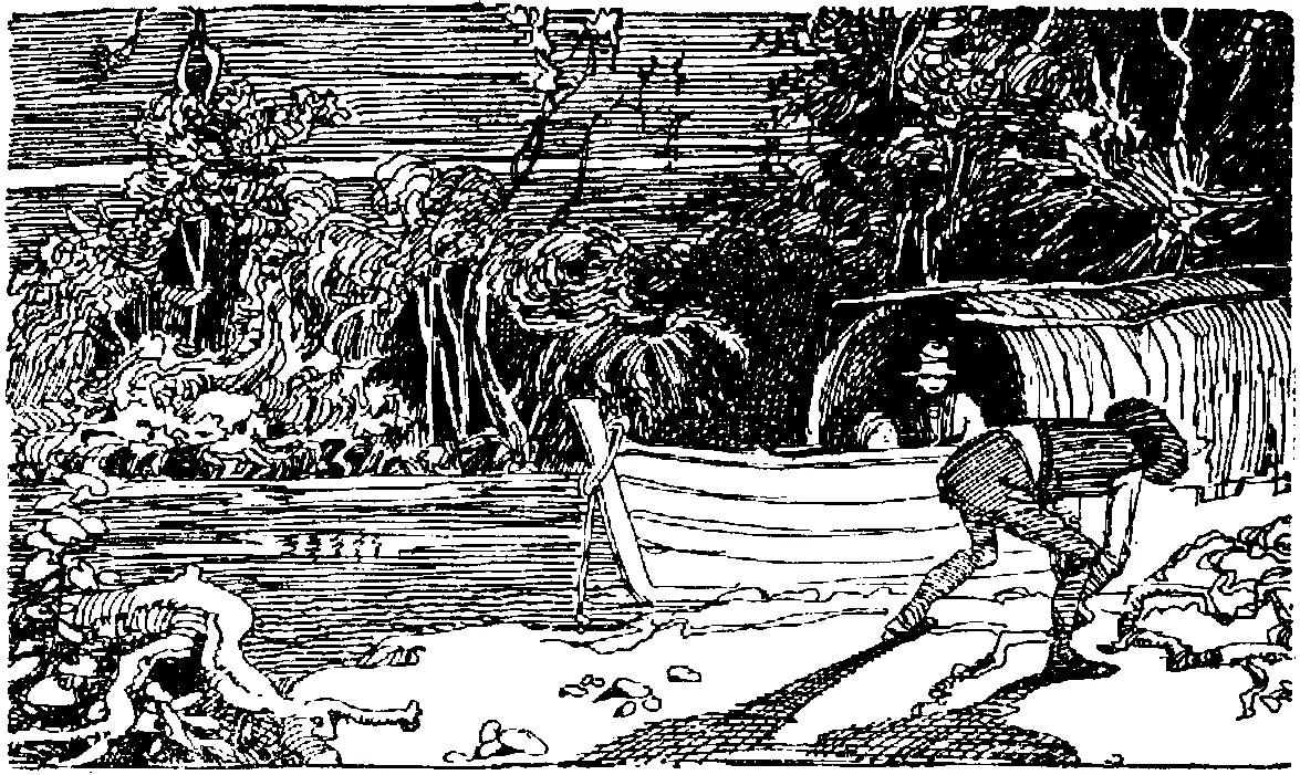 Каноэ скользило по реке огибая лес или то что во мраке могло сойти за лес - фото 23