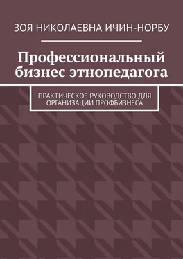 Зоя Ичин-Норбу Профессиональный бизнес этнопедагога. Практическое руководство для организации профбизнеса обложка книги