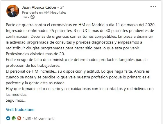 Ilustración 11 LinkedIn Parte de guerra contra el coronavirus en HM en Madrid a - фото 5