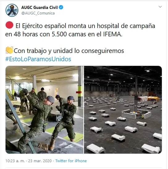 Ilustración 24 Tweet sobre Nuevo Hospital de Campaña Actuaciones como la - фото 12